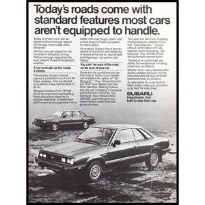 1984 Subaru Sedan and Coupe Vintage Print Ad Road Hazard Potholes Wall Art Photo